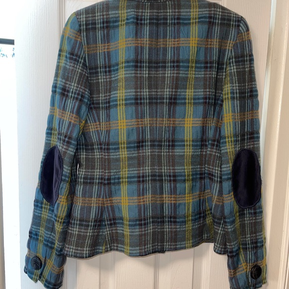 Pink Tartan Plaid Blazer Womens TEAL Top Jacket - Picture 2 of 4